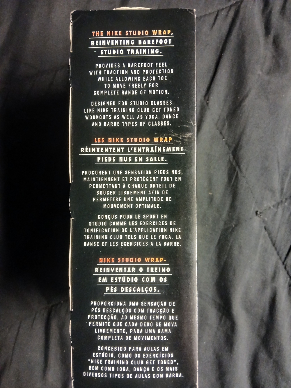 Nike Studio Wrap Barefoot Training Foot Wraps - Black and Orange - Picture 2 of 3